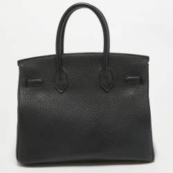 Hermes Noir Togo Leather Palladium Finish Birkin 30 Bag