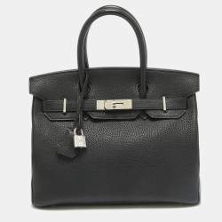 Hermes Noir Togo Leather Palladium Finish Birkin 30 Bag