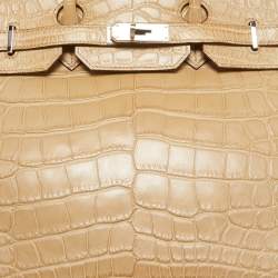 Hermes Poussiere Matte Alligator Palladium Finish Birkin 35 Bag
