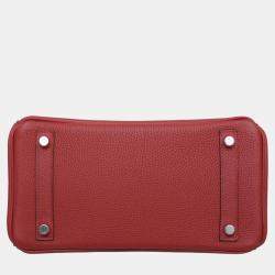 Pre Owned Hermes Birkin 25 Red Evergrain Leather PHW
