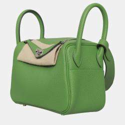 Hermes Green Leather Mini Lindy Bag
