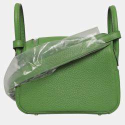 Hermes Green Leather Mini Lindy Bag
