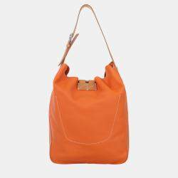 Hermes Orange/Brown Swift and Clemence Leather Virevolte 29 Bag