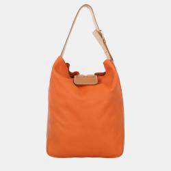 Hermes Orange/Brown Swift and Clemence Leather Virevolte 29 Bag