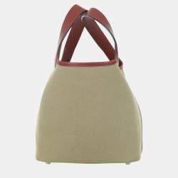 Pre Owned Hermes Bicolour Canvas/Leather Picotin 18 Shoulder Bag