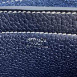 Hermes Blue Nuit Taurillon Clemence Size 46 Cabas Sellier