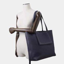 Hermes Blue Nuit Taurillon Clemence Size 46 Cabas Sellier