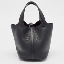 Hermes Black Togo Leather Picotin Lock 18 Bag