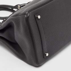 Hermes Noir Togo Leather Palladium Finish Birkin 35 Bag 