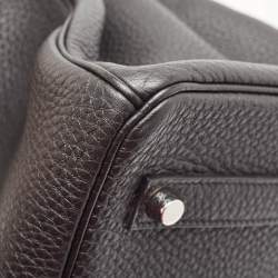 Hermes Noir Togo Leather Palladium Finish Birkin 35 Bag 