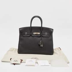 Hermes Noir Togo Leather Palladium Finish Birkin 35 Bag 