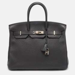 Hermes Noir Togo Leather Palladium Finish Birkin 35 Bag 