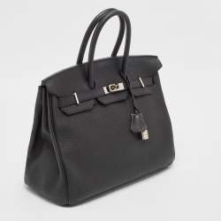 Hermes Noir Togo Leather Palladium Finish Birkin 35 Bag 
