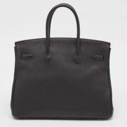 Hermes Noir Togo Leather Palladium Finish Birkin 35 Bag 