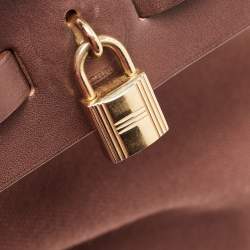 Pre Owned Hermes Rouge H Toile and Leather Herbag Zip 39 Bag