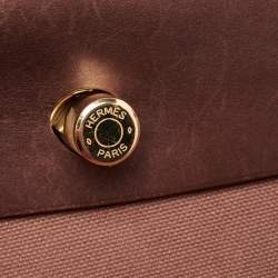 Pre Owned Hermes Rouge H Toile and Leather Herbag Zip 39 Bag