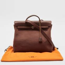 Pre Owned Hermes Rouge H Toile and Leather Herbag Zip 39 Bag