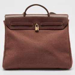 Pre Owned Hermes Rouge H Toile and Leather Herbag Zip 39 Bag