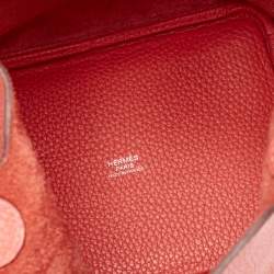 Pre Owned Hermes Rouge Pivoine Taurillon Clemence Leather Picotin Lock 18 Bag