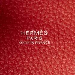 Pre Owned Hermes Rouge Pivoine Taurillon Clemence Leather Picotin Lock 18 Bag