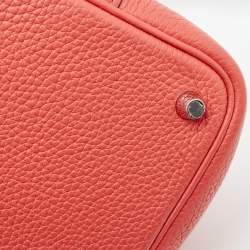 Pre Owned Hermes Rouge Pivoine Taurillon Clemence Leather Picotin Lock 18 Bag