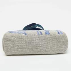 Pre Owned Hermes Bleu France/Ecru Vache Hunter and Toile H Brides de Gala Herbag Zip 31 Bag