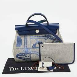Pre Owned Hermes Bleu France/Ecru Vache Hunter and Toile H Brides de Gala Herbag Zip 31 Bag