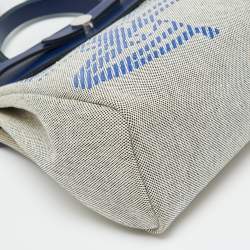 Pre Owned Hermes Bleu France/Ecru Vache Hunter and Toile H Brides de Gala Herbag Zip 31 Bag