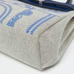 Pre Owned Hermes Bleu France/Ecru Vache Hunter and Toile H Brides de Gala Herbag Zip 31 Bag