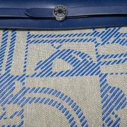 Pre Owned Hermes Bleu France/Ecru Vache Hunter and Toile H Brides de Gala Herbag Zip 31 Bag