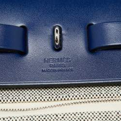 Pre Owned Hermes Bleu France/Ecru Vache Hunter and Toile H Brides de Gala Herbag Zip 31 Bag