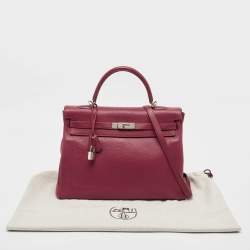 Pre Owned Hermes Tosca Taurillon Clemence Leather Palladium Finish Kelly Retourne 35 Bag