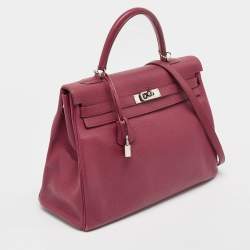Pre Owned Hermes Tosca Taurillon Clemence Leather Palladium Finish Kelly Retourne 35 Bag