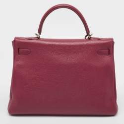 Pre Owned Hermes Tosca Taurillon Clemence Leather Palladium Finish Kelly Retourne 35 Bag