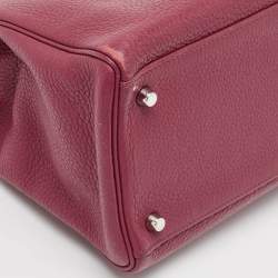 Pre Owned Hermes Tosca Taurillon Clemence Leather Palladium Finish Kelly Retourne 35 Bag
