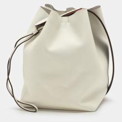 Hermes White Leather Licol 17 Bucket Bag