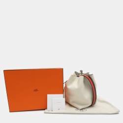 Hermes White Leather Licol 17 Bucket Bag
