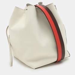 Hermes White Leather Licol 17 Bucket Bag