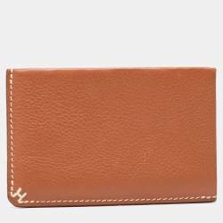 Pre Owned Hermes Gold Evercolor Leather H Sellier Card Holder