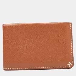 Pre Owned Hermes Gold Evercolor Leather H Sellier Card Holder