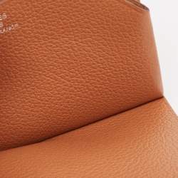 Pre Owned Hermes Gold Evercolor Leather H Sellier Card Holder