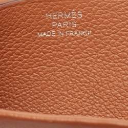 Pre Owned Hermes Gold Evercolor Leather H Sellier Card Holder