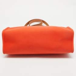 Pre Owned Hermes Capucine /Natural Canvas and Leather Herbag Zip 31 Bag