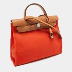 Pre Owned Hermes Capucine /Natural Canvas and Leather Herbag Zip 31 Bag