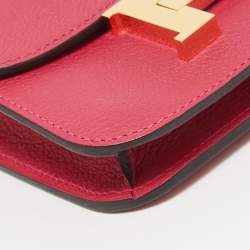 Hermes Framboise/Rouge Sellier Evercolor Leather Constance Slim Wallet