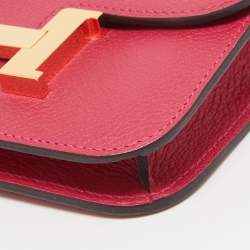 Hermes Framboise/Rouge Sellier Evercolor Leather Constance Slim Wallet