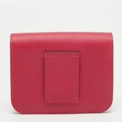 Hermes Framboise/Rouge Sellier Evercolor Leather Constance Slim Wallet