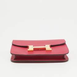 Hermes Framboise/Rouge Sellier Evercolor Leather Constance Slim Wallet