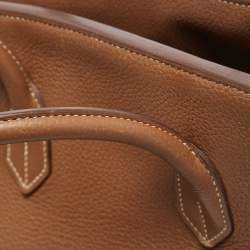 Hermes Gold Taurillon Clemence Leather Gold Finish Birkin 35 Bag