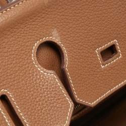 Hermes Gold Taurillon Clemence Leather Gold Finish Birkin 35 Bag